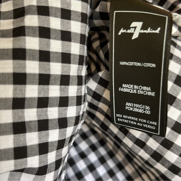 7 for all mankind Black and White Gingham Sleveless Ruffle Top - Picture 8 of 11